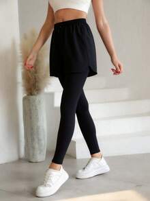 1 pièce Leggings de sport pour femmes, pantalon 2 en 1 pour le fitness toutes saisons, anti-flashage, doublure élastique avec poches, collants imprimés pour la course