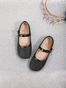 1 Pair Glitter Bow Decor Mary Jane Flat Shoes For Girls, Versatile For Spring/Summer/Fall, Suitable For Daily Wear, Performance, Wedding, Party - Black - View 7
