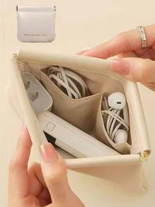 1 Stück/2 Stücke wasserdichte tragbare Make-up Tasche, selbstschließende Kopfhörer Tasche, Stromladegerät Lippenstift Organizer, Kabel Organizer, tragbare Tasche, Reise Schutzhülle für Handy-Ladegerät, USB-Stick, Mini Kabel Kopfhörer Zubehörtasche