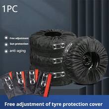 1/4PCS Universal Tire Covers Set, Full Coverage Wheel Protectors, Oxford Fabric Dustproof Waterproof Storage Bags, Spare Tire Covers, Car Tire Accessories Compatible With 13-23 Inch Tires