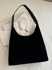 Large Capacity Suede Tote Bag For Women 2026 New Korean Style Premium Fashion Casual Versatile 2 Pieces Set Shoulder Commuter Shopping Bag - Black - View 6