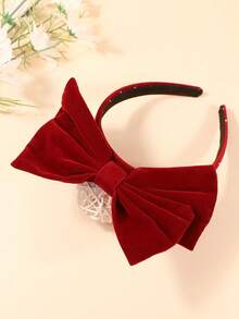 1pc Teen Girls Bow Decor Headband - Red - View 7