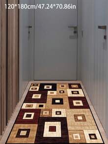 1pc Geometric Textured Pattern Rug, Black White Gray Printed Polyester Rectangular Easy Care Washable Area Carpet, Suitable For Living Room, Hallway, Bedside, Living Space, Bedroom, Office, Kitchen, Farmhouse Home Decor - Multicolor - View 20