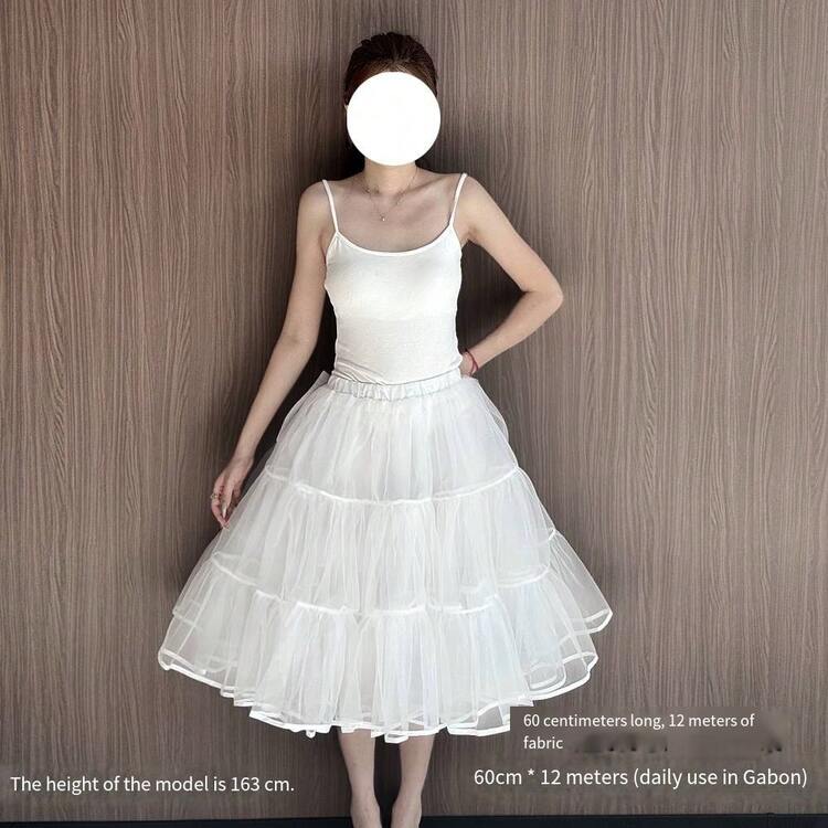 35cm纯色休闲涤纶Lolita衬裙，超强无骨薄纱衬裙，Lolita鸭臀狗短款飞天Lolita衬裙，35cm - 白色 - 查看 22