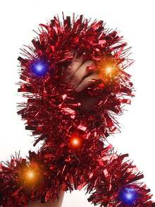 4 件 - 26.24 英尺圣诞金属丝花环圣诞树装饰红白金属闪光金属丝扭曲悬挂花环适用于室内室外圣诞节节日派对装饰 - 紅色白色 - 查看 4