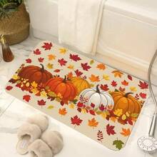 1pc Autumn Leaves & Pumpkins - Beige & Orange Fall Decor With Plush Soft Texture, Washable Living Room, Bedroom, Entryway - Warm Brown/Red/Yellow/Green Leaf Pattern, Cozy Seasonal Floor Thanksgiving & Home Decor, Rectangular Shape With Autumnal Hues, Durable Material, Easy Care Year-Round Use, Adding Warm Fall To Your Home, Large Rugs Living Room - Black - View 5