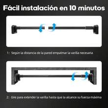 Tubo para Cortina de Baño, Barra de Cortina de Ducha 185-205cm, Cortinero Ajustable Antideslizante de Acero Inoxidable, Palo para Cortina y Curtain Rod Sin Taladrar para baño, recamara(negro). - Negro - Ver 11