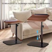 1pc Portable Adjustable Side Table/Laptop Table, 360° Rotation, Suitable For Home Office, Study, Sofa And Bedside Use, Stylish Design Workstation, Remote Worker, Mother'S Day, Christmas Gift - Màu nâu tối - Xem 3