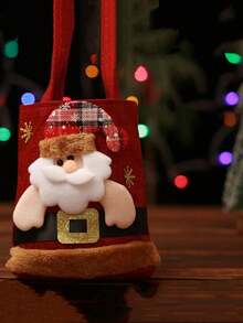 1 كيس هدايا مخملي بشريط ربط، كيس هدايا بنقش سانتا كلوز والأيائل مع سحاب، ديكور شجرة عيد الميلاد، ديكور حفلة عيد الميلاد المنزلية، 1 قطعة - ديكورات عيد الميلاد، أكياس هدايا عيد الميلاد، أكياس حلوى عيد الميلاد، أكياس فاكهة السلام، أكياس تفاح عيد الميلاد، حقائب عيد الميلاد