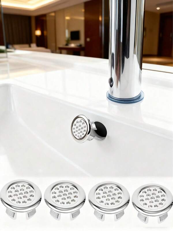 2/4 piezas Tapa de rebosadero de plástico para lavabo de baño y cocina, anillo de repuesto, tapa de drenaje redonda cromada, accesorio de lavabo. Tenga en cuenta que el tamaño único tiene 4 piezas, 1 pieza solo tiene 1 pieza y 2 paquetes solo tienen 2 piezas. Este producto no es un modelo universal. Confirme si el tamaño del producto es adecuado antes de comprar.