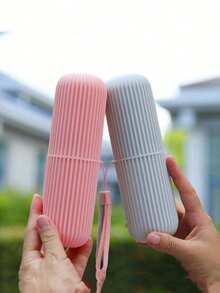 1 件便携式旅行漱口杯、牙刷和牙膏收纳盒、旅行露营牙刷盒、牙刷架、旅行洗面奶套装、户外旅行必需品、海滩和假日返校旅行收纳袋家居浴室装饰、浴室小工具、浴室配件、旅行用品、圣诞装饰品 - 彩色 - 查看 6