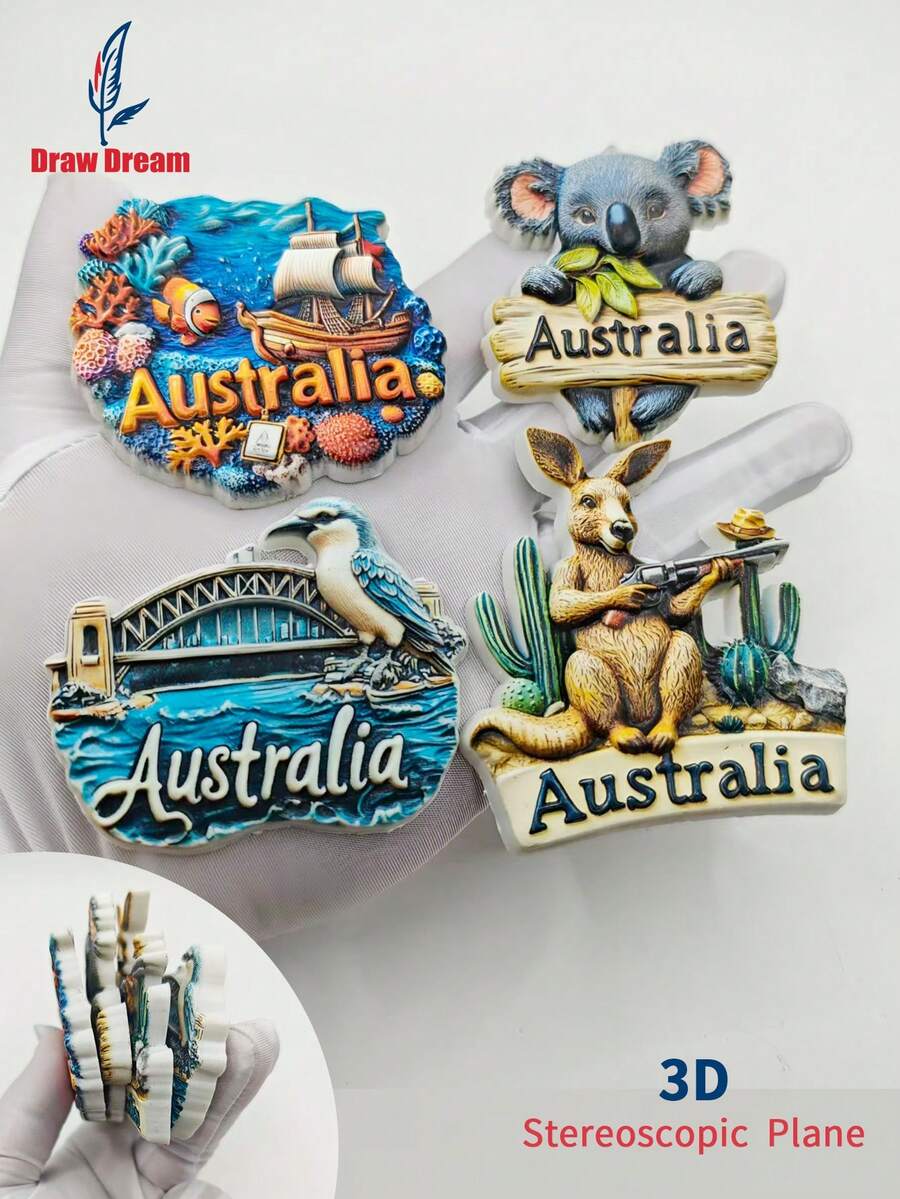 1 pezzo Calamita da frigo 3D souvenir dall'Australia - Adesivo magnetico in rilievo, regalo creativo da viaggio, collezione di decorazioni per la casa, ricordo di viaggio personalizzato calamita da frigo, decorazione per la casa, cucina, stanza, ufficio, armadietto, regalo artigianale, gadget per vacanze, piccolo regalo raffinato - Multicolore - Visualizzare 1