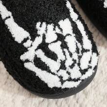 Cozy Plush Halloween Pumpkin Slippers, Non-Slip Fluffy Design - Skeleton Hand - View 11