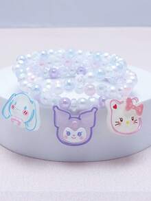 SANRIO Set de 6 pulseras con dijes de , , , ,  de , adecuadas para mejores amigas/hermanas, con cuentas de colores aleatorios - Multicolor - Ver 6