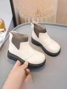 1 Paar Kinder PU-Leder wasserdichte, bequeme, vielseitige, leichte und strapazierfähige Lässig Stiefel für Innen und Außen, Herbst/Winter - Beige - Übersicht 4