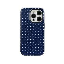 Blue Polka Dot Anti-Drop Phone Case - Aesthetic Navy & White Cover For  16/15/14/13/12/11 - Shockproof Protection Phone Case  16 Pro Case