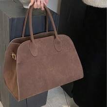 女士高端小众设计大容量复古通勤手提包 - 时尚百搭，四季皆宜，多功能单肩托特包，提供充足的空间容纳健身包、手提包，满足日常通勤需求，复古风格 - 棕色 - 查看 8