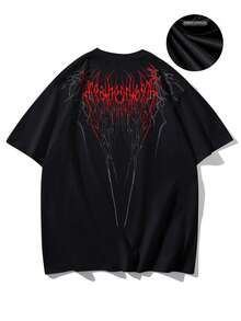 男士夏季条纹复古休闲短袖圆领T恤，涤纶面料，适合运动健身 - 黑色 - 查看 5