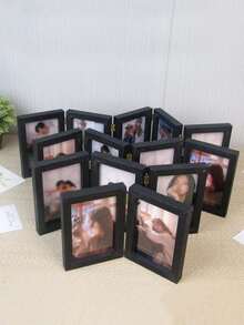 1 Set Of 2/3/4-Panel Black Multi-Photo Frame, Holds 4x6", 5x7" Photos, Vertical Hinged Collage Frame For Tabletop Display, Great Mother's Day, Friend, Wedding, Family, Pet Gift. Also Available In 7x5" 2/3/4-Panel Glass Covered Folding Frame, Fits Two 12.7x17.8cm Standard Photos, Perfect Mother's Day Gift