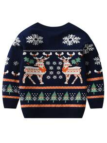Chico joven Jersey con patrón de Navidad - azul real - Ver 2