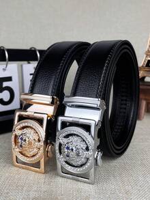 1 pièce Boucle de ceinture automatique avec tête de loup en argent décorée de strass noirs, convient pour les fêtes, l'été, l'automne, Halloween, l'automne/hiver, adapté aux adolescents, aux jeunes hommes, pour un usage casual, extérieur, sportif, en vacances, comme cadeau de remise de diplôme, d'anniversaire, pour un port quotidien