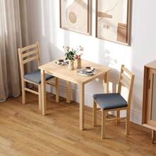 3 Piece Dining Table Set With 2 Chairs, Kitchen Table For Compact Spaces, Upholstered Chairs, Space Saving, MDF, Natural Wood - 1 - View 2