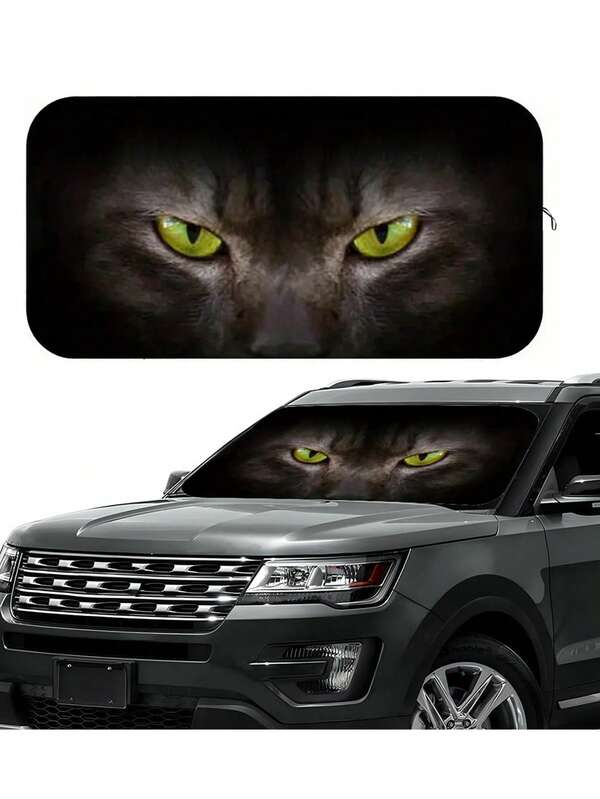 1 pieza Parasol reflectante plegable - Parasol para parabrisas de coche con diseño de gato gris, apto para coches, SUV, camiones y vehículos | Parasol de aislamiento térmico que mantiene el interior del coche fresco | Accesorio de coche de verano