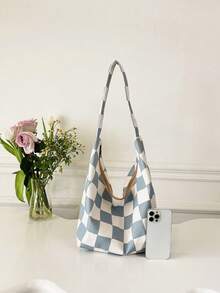 Casual Minimalist Corduroy Shoulder Bag, Contrast Color Fashion Casual Crossbody Bag For Commuting - Multicolor - View 6