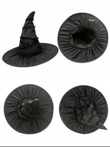 1 pieza/4 piezas Accesorios de disfraz de bruja de Halloween, que incluyen sombrero de bruja, mangas con uñas largas, gafas sin receta, bolsa para los ojos, adecuado para fiestas festivas, cosplay, desfiles