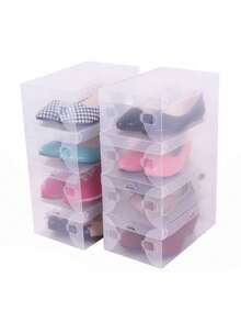 12 件全透明可折叠防尘鞋盒，节省空间的鞋子收纳盒 - 無色 - 查看 4
