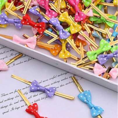 20/40/50/60 piezas Lazos de pajarita para embalaje de hornear, lazos de pajarita tejidos de grosgrán con lunares para embalaje de regalos de comida, lazos de pajarita de embalaje de hornear de colores, accesorios de manualidades DIY