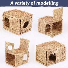 Large Woven Rabbit Nest, Handmade Foldable Hide-Away House, Suitable For Guinea Pigs, Rabbits, Ferrets, Breathable Play Bed - Multicolor - View 4