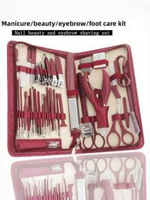 22/28/42pcs Premium Stainless Steel Manicure Set, Nail Clipper, Nail File, Cuticle Nipper, Eyebrow Scissors, Personal Care Tools, Gift Box, Suitable For Men And Women