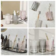 New Gold-Plated Vertical Striped Rinse Cup, A Luxurious And Minimalist Rinse Cup With High Aesthetics, Suitable For Brushing Teeth At Home, Couples, Bathroom Use, Simple And Transparent Design, Couple Color Matching. - Multicolor - View 2