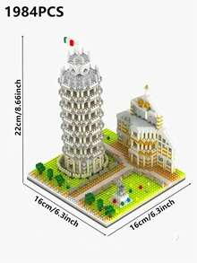 1 件著名地标建筑模型套件 - 巴黎大教堂/帝国大厦/伊丽莎白塔/埃菲尔铁塔/卢浮宫博物馆/美国国会大厦/自由女神像//比萨斜塔/凯旋门/塔桥/东方明珠塔，DIY 创意建筑积木，家居装饰，生日/万圣节/圣诞节礼物 - 彩色 - 查看 21