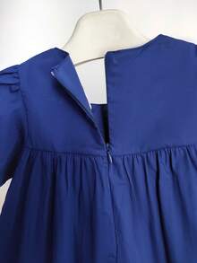 Girls Floral Embroidery Casual Princess Dress, Suitable For Party, Girls Summer Clothing - Blue - View 5