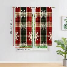 ستارتان بنمط المربعات والثلوج الخاصة بالكريسماس، قماش مرشح للضوء، ديكور نافذة شتوي ريفي للأعياد، جيب للعصا