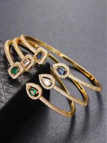 1 Piece Exquisite, Gorgeous, High-End, Versatile Copper Inlaid Cubic Zirconia Women's Bracelet, Women's Valentine's Day Gift Wedding Jewelry, Suitable For High-End Occasions, Daily Wear, For Mothers, Mother's Day Gift ﻿ - 1# - View 12