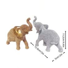 树脂大象装饰雕像，采用珠子和亮片精心制作，非常适合架子、客厅、橱柜装饰、桌面大象装饰 - 點珠象 - 查看 7