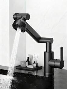 Mechanical Swing Arm Basin Faucet, Plastic Shell, Metal Body, 360° Rotatable; Single Handle Hot And Cold Adjustable, Suitable For Bathroom Basin, Bathtub, And Kitchen With Anti-Splash. Bathroom Hardware Accessory, Compatible With Various Washbasins, Great Gift For Halloween, Christmas, And New Year. - Multicolor - View 3