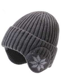 Mũ len dệt kim họa tiết bông tuyết bảo vệ tai, sọc dọc, vải dày, dùng khi đạp xe ngoài trời - Nhiều màu - Xem 13