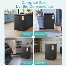 99 Litre Freestanding Chest Freezer, Adjustable Feet & 7- Level Temperature Controls, Ideal For Kitchens, Outbuildings & Garages, 4 Star Freezer Rating, New Black - Xem 5