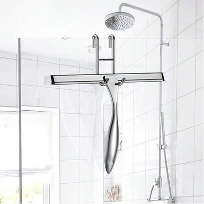 Stainless Steel Multi-Purpose Squeegee, Replaceable Rubber Blade For Shower Glass, Handheld Shower Water Wiper, Suitable For Glass Scraper, Household Cleaning Water Wiper, Window Water Wiper, Water Remover, Applicable To Shower Doors, Bathrooms, Windows And Car Glass