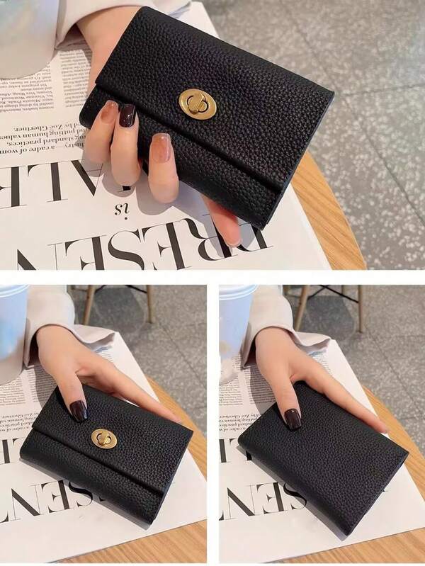 Women's Short Wallet New Korean Fashion Solid Color Minimalist Bifold Card Holder Coin Purse For Women Wallet Mini Wallet Purse Wallet Fall Autumn Cute Wallet Small Wallet Wallet