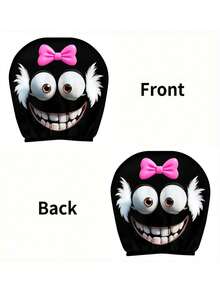 1 pieza/2 piezas Funda para reposacabezas de coche con estampado de ojos grandes y lazo rosa, adecuada para viajes de larga distancia, lavable y duradera, funda de asiento de moda para hombres y mujeres, apta para sedanes, camiones y SUV, fácil de instalar, regalo perfecto para Halloween/Navidad - Multicolor - Ver 5