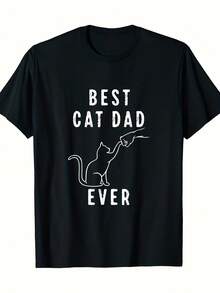 Best Cat Dad T-Shirt Cat Dad Paw Fist Bump Cat Cat T-Shirt100 Percent Cotton Manfinity Men Mens Clothes 220g Heavy-Duty Pure Cotton T-Shirt, Fashionable And Comfortable Wo's Cotton T-Shirt - 黑色7 - 查看 1
