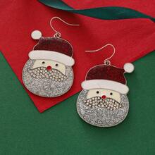 Christmas Themed Cartoon Earrings From Europe And America, Fashionable And Versatile, With Diamond Studded Santa Claus And Snowman Earrings And Earrings