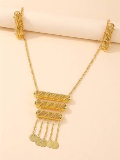 1pc 22K Gold Plated Women's Body Chain, Vintage Luxury Accessory, Bridal Wedding Party Evening Dress Jewelry, Women's Performance Accessory