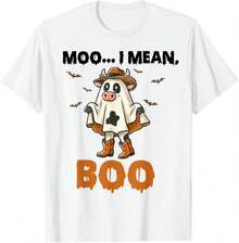Ghost Cow Moo I Mean Boo Halloween Costume Cow Lover T-Shirt.Jpg