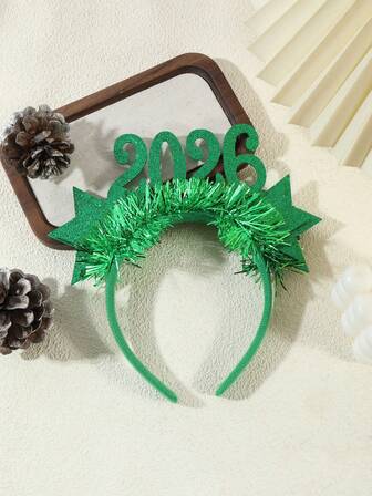 2026新年气氛布艺头饰圣诞新年拍照道具头饰纯色派对涤纶纤维头饰